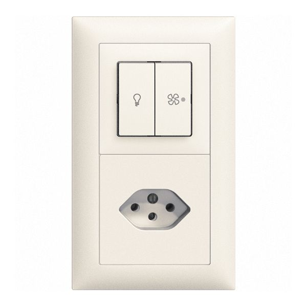 UP-Kombination EDIZIOdue 2×1 weiss Drucksch.Licht/Venti. + 1×T13