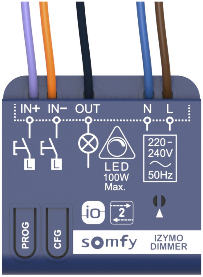 EB-Funkempfänger Somfy izymo io DIMMER, 1-Kanal-Dimmaktor 230V/150W