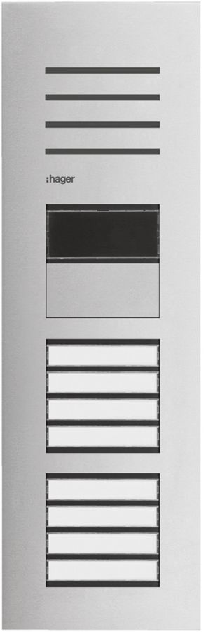 Aussenstation Audio Hager elcom.one 2-Draht mit LED für 8Wohnungen Edelstahl