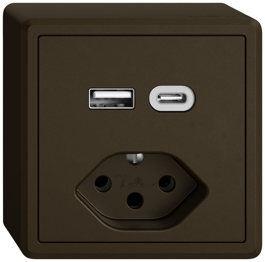 AP-USB-Ladesteckdose EDIZIO.liv SNAPFIX® USB A+C/T13 3A 230VAC br