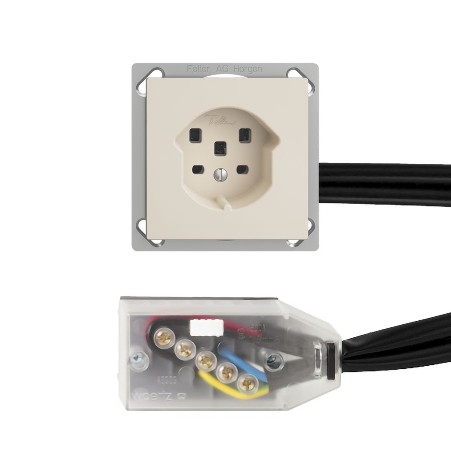 Prise INC EDIZIOdue T25 16A crema pour câble plat Technofil