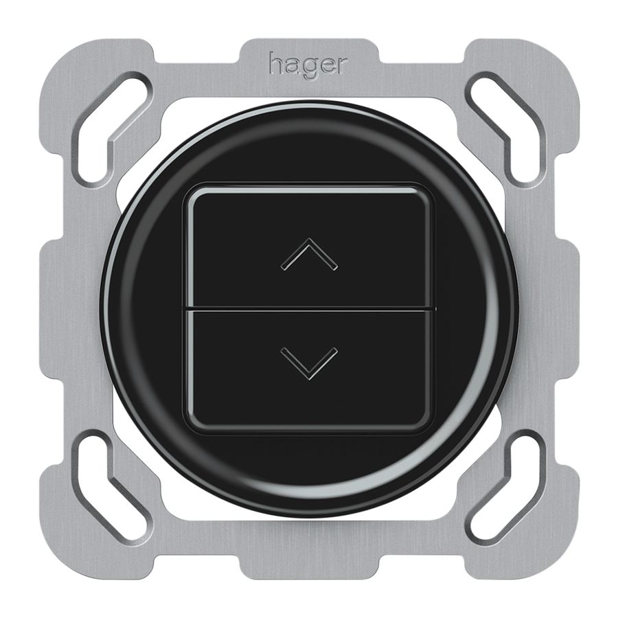 Interruttore tapparelle INC origin 1P 2×tasti 77×77mm nero