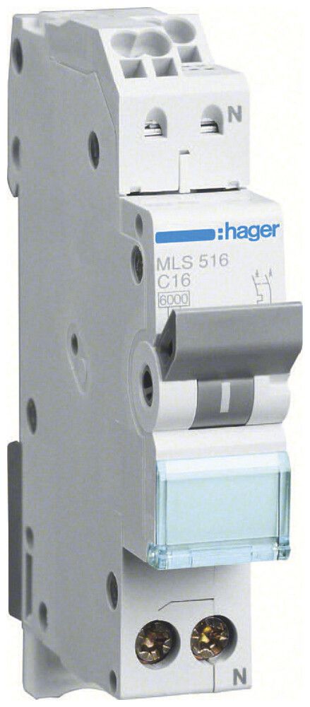 Disgiuntore Hager MCB 2P 240V C 16A 6kA 1UM