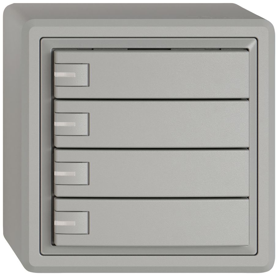 Poussoir KNX RGB AP EDIZIO.liv SNAPFIX® capteur temp.RGB-LED 4× comm.1T grc