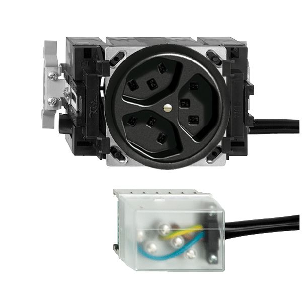 Presa INS 3×T23 16A nero 53mm L1 FH per Ecobus power