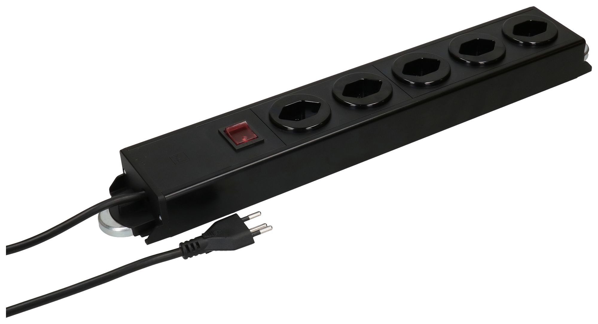 Prise multiple MH POWER LINE 10A interrupteur 5×T13 1.5m noir-noir 2×aimant