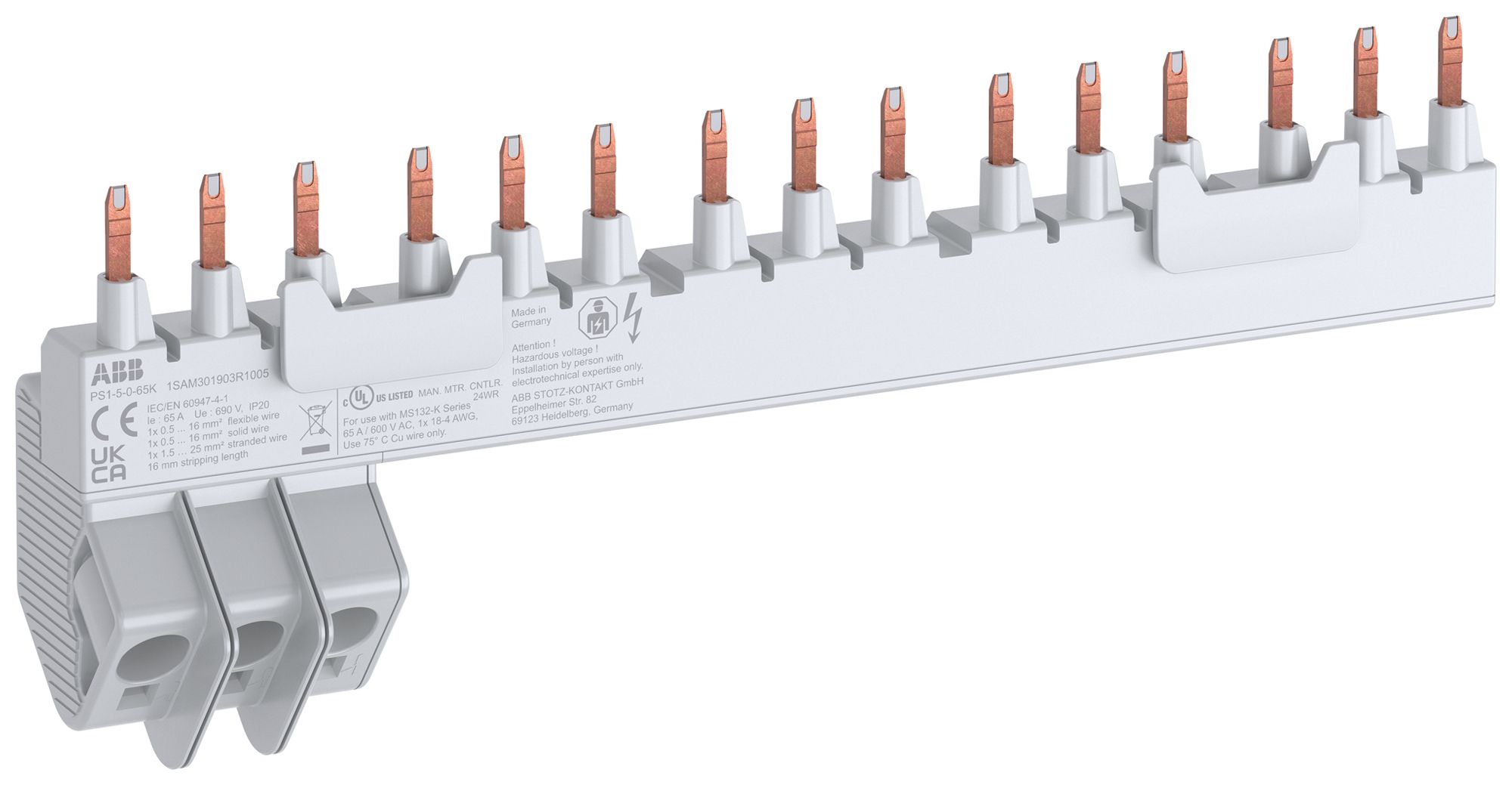 Kammschiene ABB PS1-5-0-65K, für 5×MS132-K 3L 65A 222.3mm Push-In