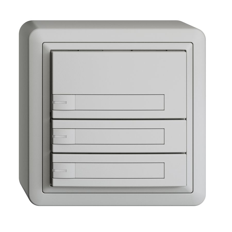 Poussoir KNX RGB AP EDUE, 250mW, a.LED RGB, a.papier, 3×poussoir, 1×touche, grc