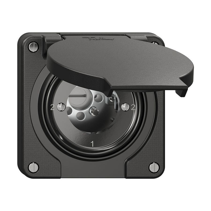 Interruttore rotativo NEVO N.CO 3/2L, senza cilindro, KS, 2-1-2-1, nero