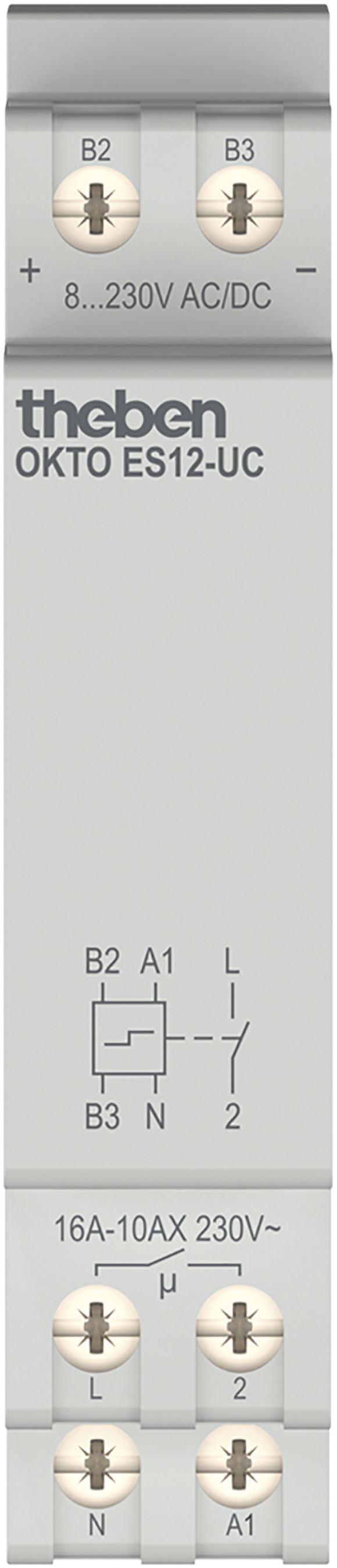 REG-Stromstossschalter Theben OKTO ES12-UC, 1S 16A 8…230VUC, 1TE