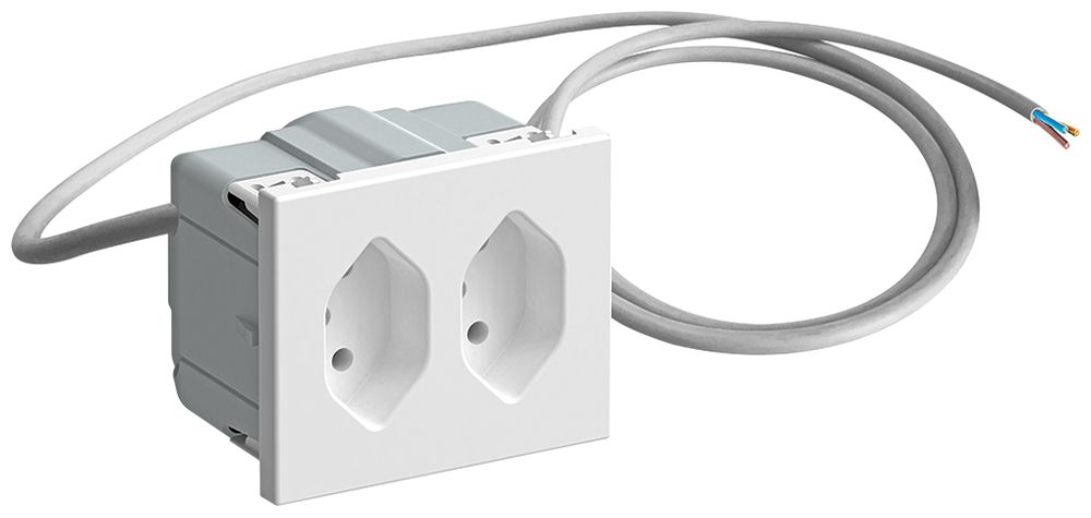 FLF-Steckdose 2×Typ 13 mit 1.5m Kabel und Schutzkappe weiss