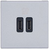 EB-USB-Ladesteckdose Legrand MOSAIC 2×USB-C 3000mA OUT:5V Aluminium
