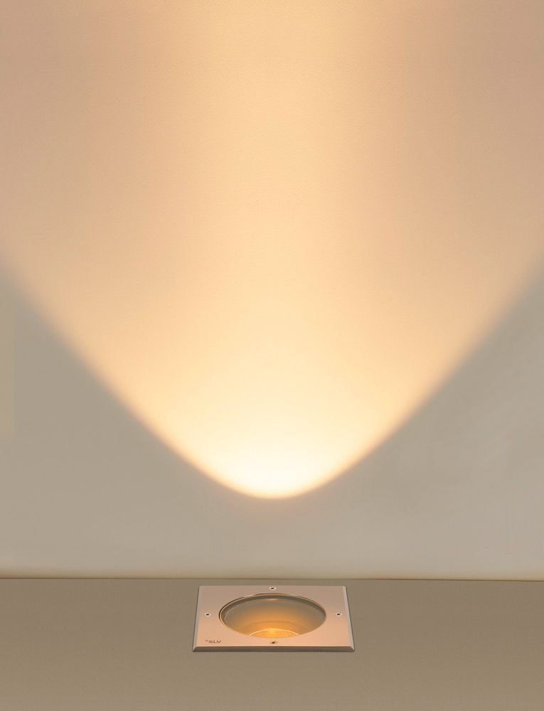 EB-LED-Bodenleuchte SLV DASAR L IP65 19W 1950lm 840 DALI 200×200 Edelstahl