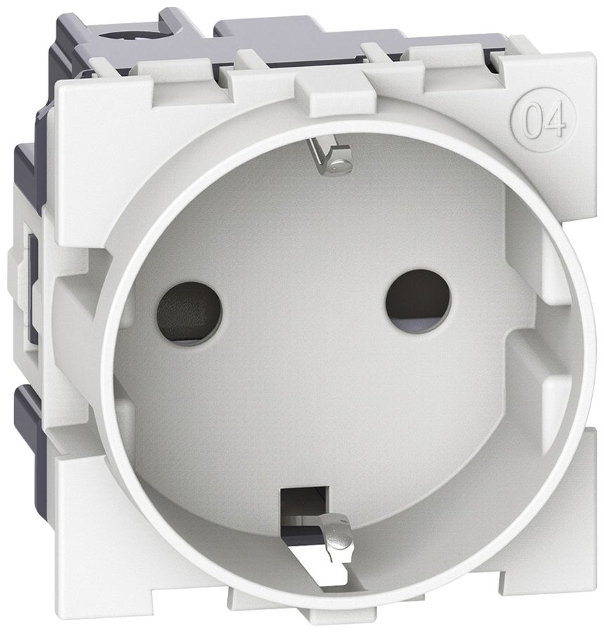 Prise Living Now schuko avec bornes à vis 2 modules 16A blanc