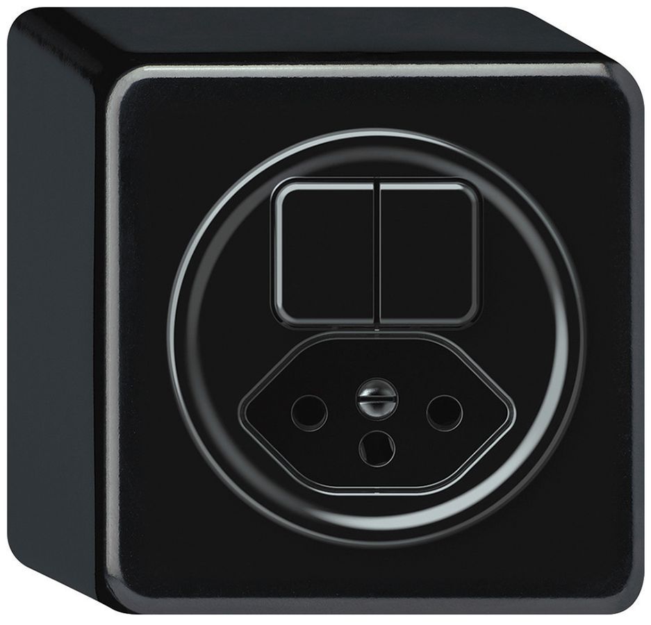 Combinazione AP origin 2×tasti 2CO+T13 1P 0<1 10A 230V 88×88×54mm nero