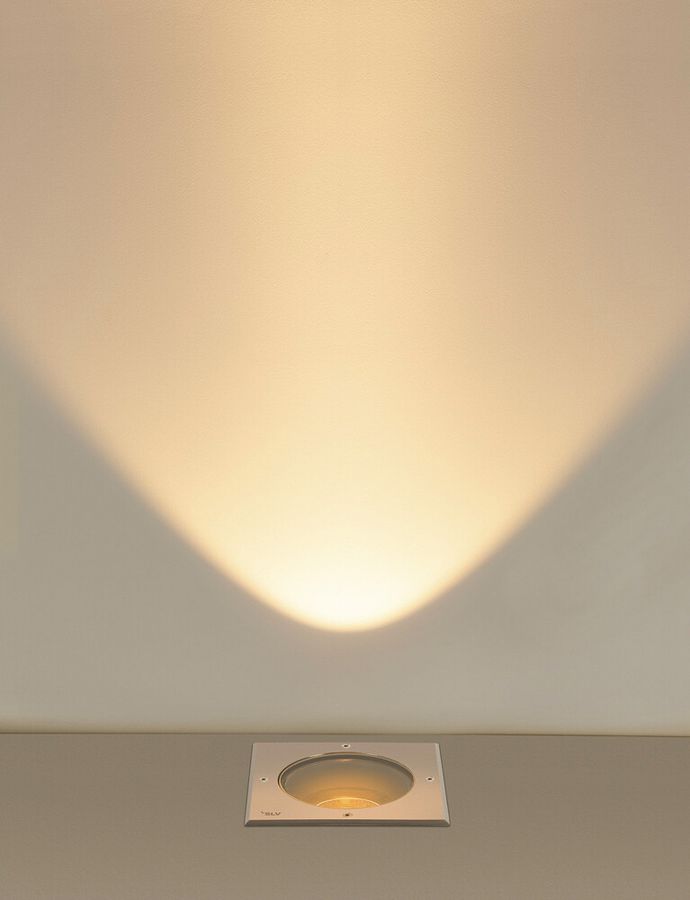 EB-LED-Bodenleuchte SLV DASAR L IP65 19W 1950lm 840 DALI 200×200 Edelstahl