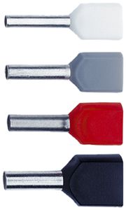 Zwillings-Aderendhülse Ferratec isoliert 2×0.75mm²/14mm Typ A weiss 100 Stück