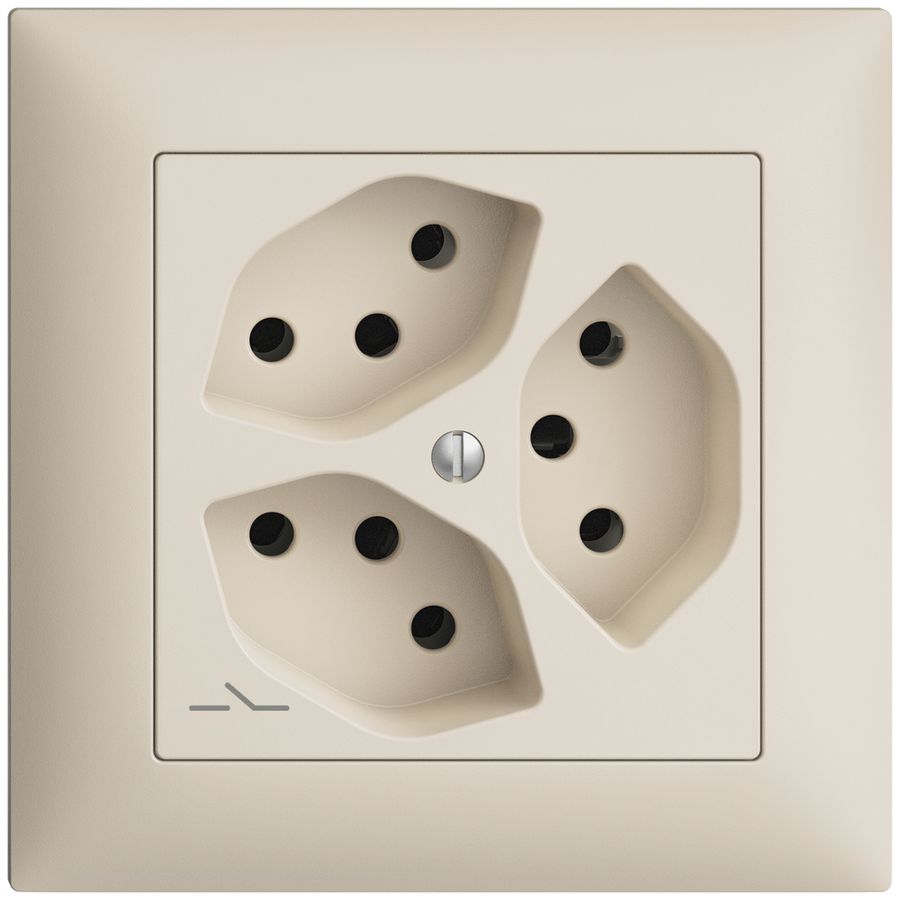 UP-Steckdose EDIZIOdue 3×T13 1×S crema