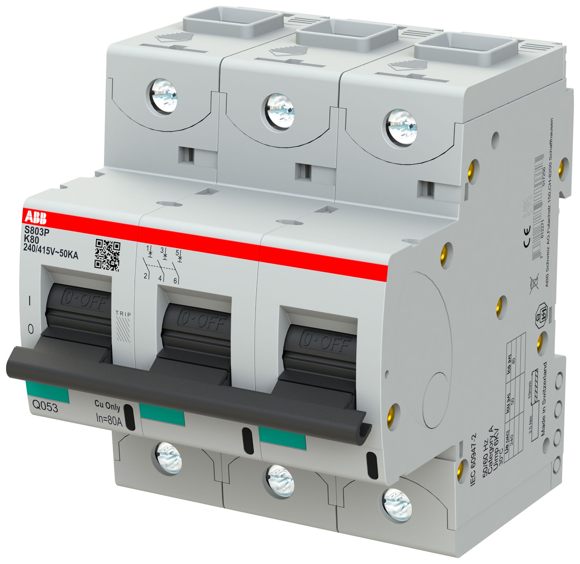 Leitungsschutzschalter ABB S803P-K80 3P 400V K-80A 50kA 4.5TE