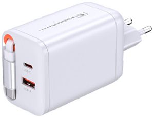 Prise de charge USB M. Schönenberger 1×USB-A 1×USB-C 3000mA 3…20V blanc