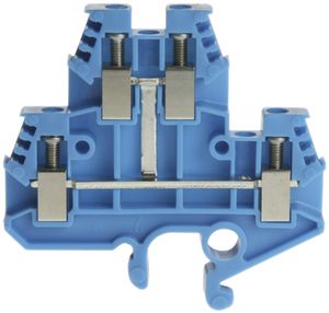 Borne de passage joignable Woertz 0.5…4mm² 32A 500V vis 2×2 barre G bleu