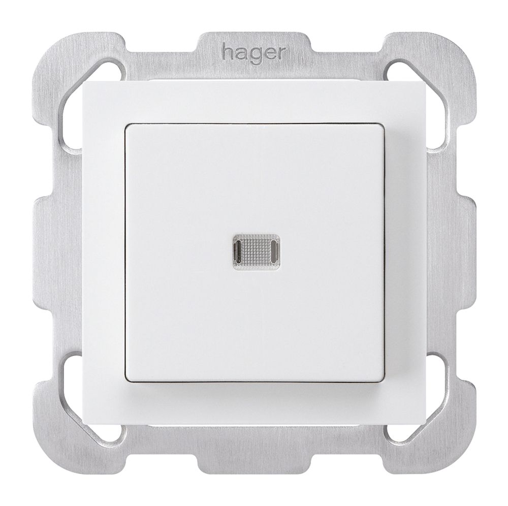 UP-Leuchttaster kallysto ARK weiss mit Befestigungsplatte