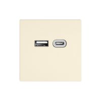 USB-Ladesteckdose EDIZIO.liv SNAPFIX® 230VAC 18W 1×USB Typ A 1×USB Typ C cr