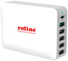 Netzgerät ROLINE 4×USB-A 1×USB-A-QC 1×USB-C 60W 20VDC 3A weiss