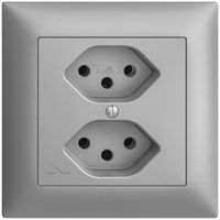 UP-Steckdose EDIZIOdue 2×T13 1×S silver mit Shutter