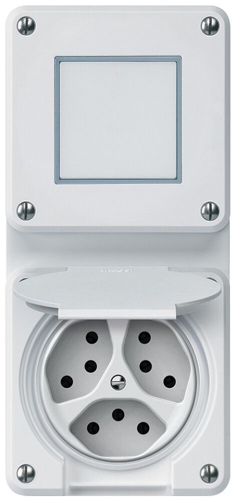 UP-Kombination robusto Wechselschalter Steckdose 3×T13 86×146mm weiss