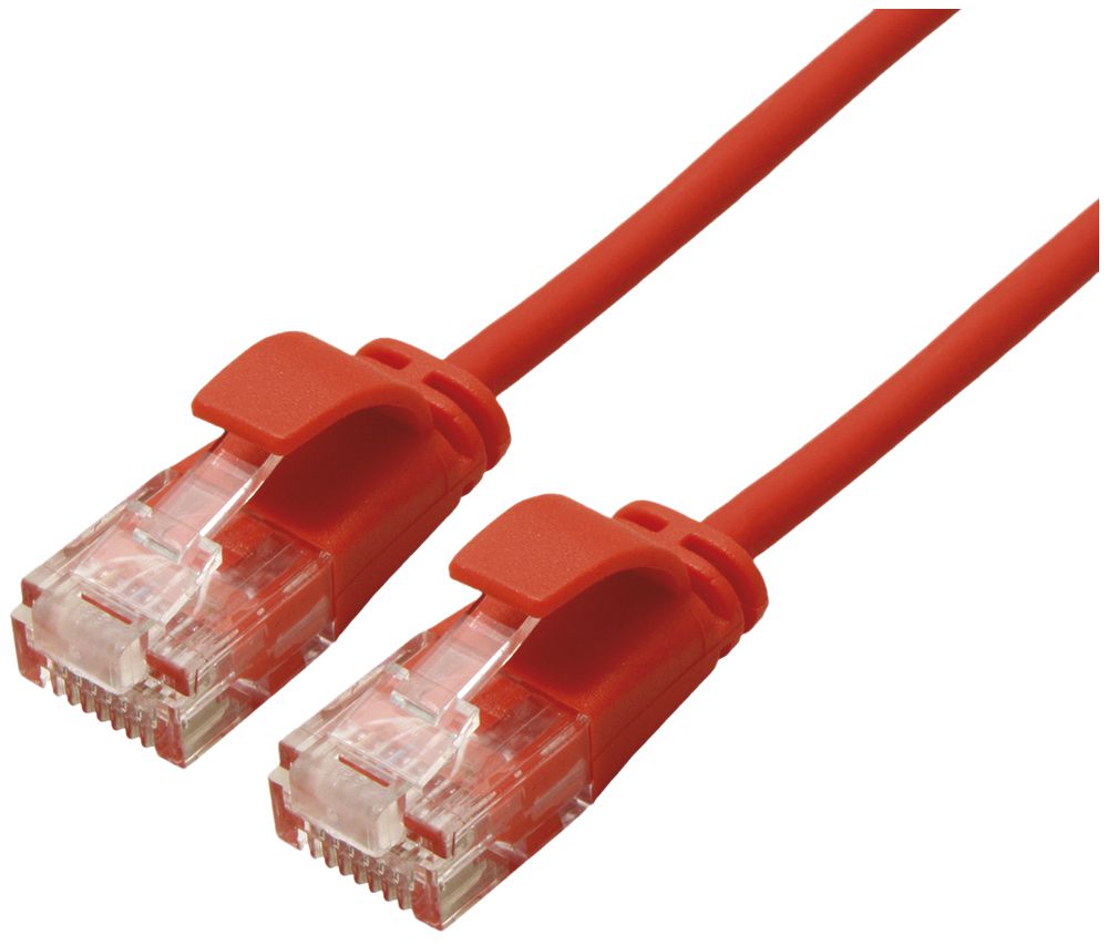 Patchkabel RJ45 ROLINE Slim, Kat.6A U/UTP, rund, rot, 1.5m