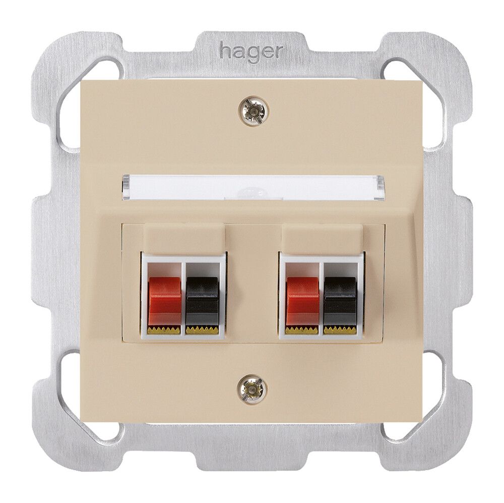Prise ENC audio kallysto 2-fois beige borne à étrier 2 haut-parleurs plaque fix.