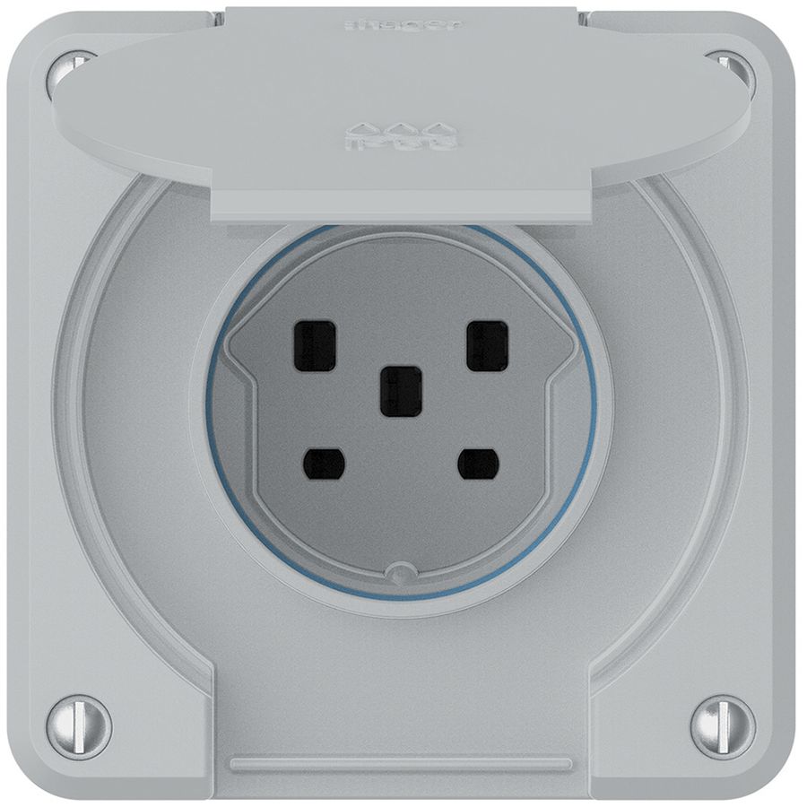 Steckdose robusto 1×Typ 25 IP55 hellgrau