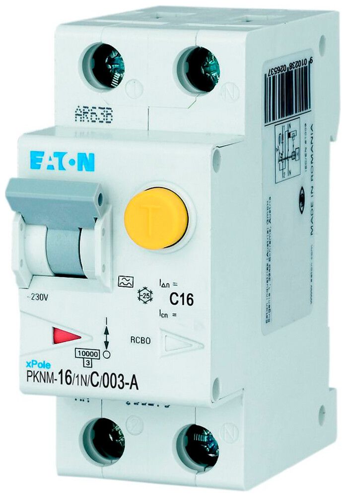 Disgiuntore differenziale Eaton PKNM-16/1N/C 2P 230V C 16A 0.03A A 2UM 10kA