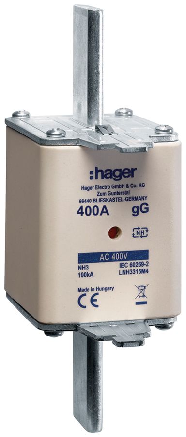 NH-Sicherung Hager DIN3 400VAC 400A gG/gL Doppelkennmelder rostgeschützt