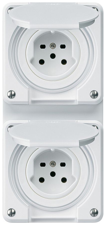 UP-Kombination Hager robusto I-I vertikal Typ 15+Typ 15, weiss