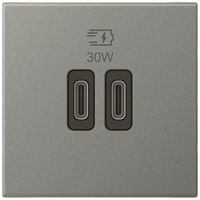 EB-USB-Ladesteckdose Legrand MOSAIC 2×USB-C 3000mA OUT:5V magnesium