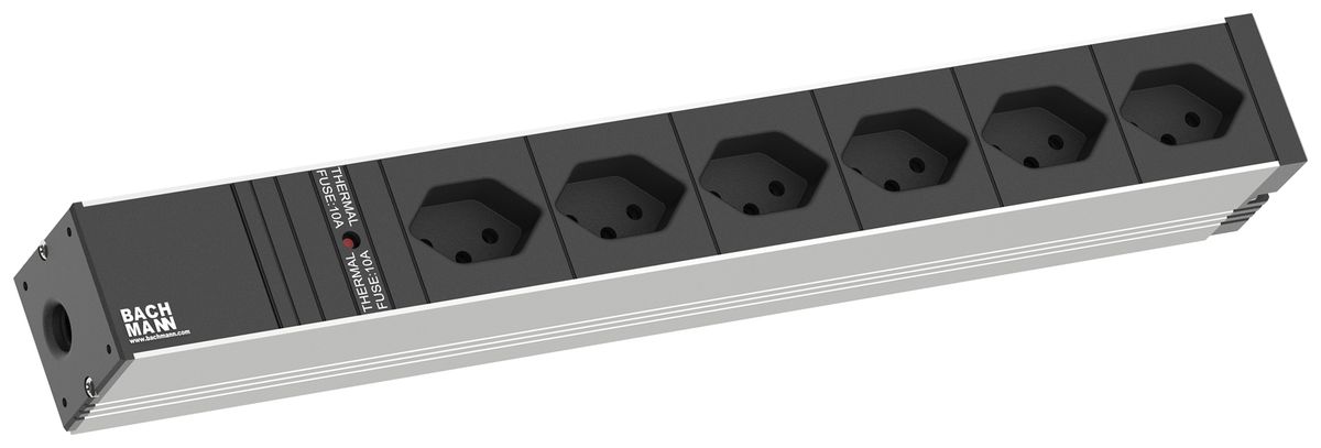 Steckdosenleiste BACHMANN 6×T13 3m 1HE schwarz