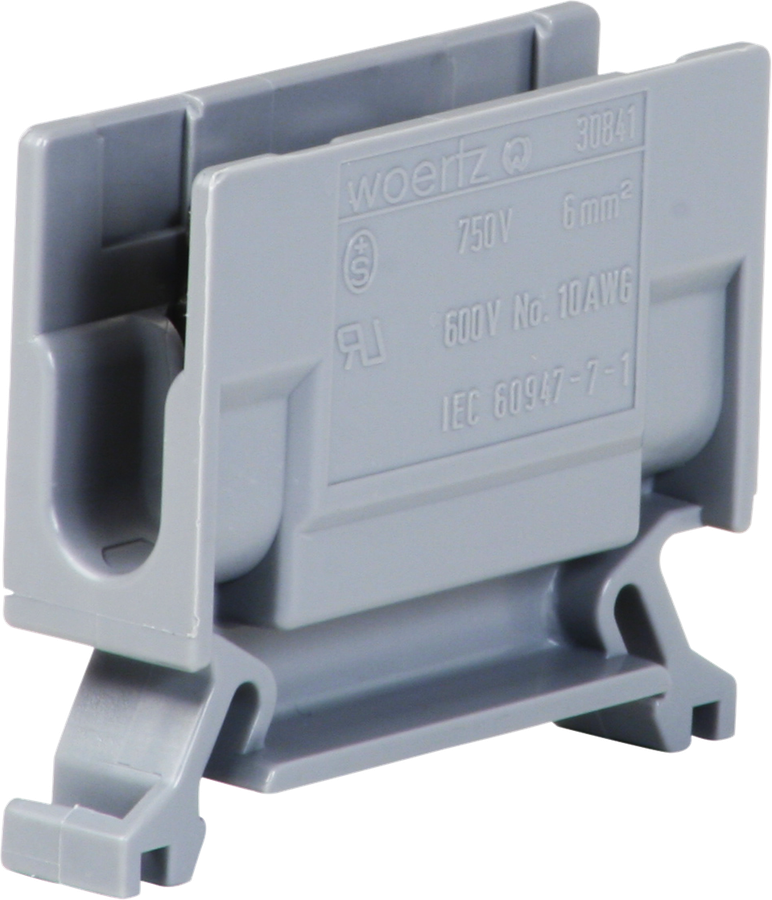 Abzweigklemme Woertz 2.5…6mm² 41A 750V Schraubanschluss 2×1 TH35 grau