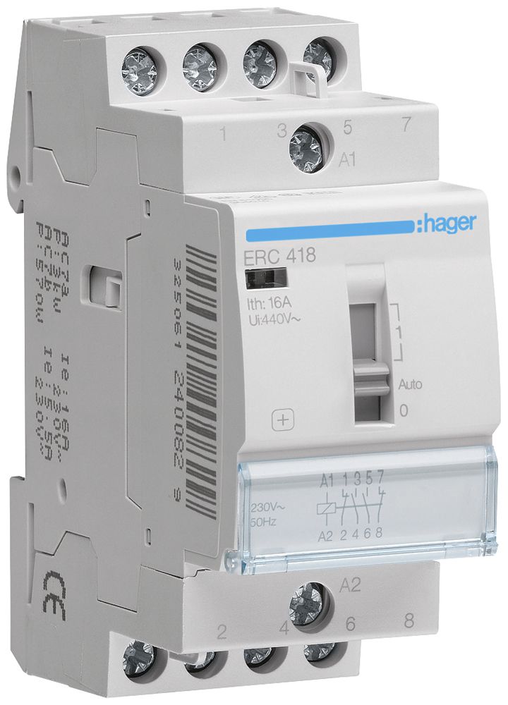 REG-Schütz Hager 230VAC 2 Schliesser 2 Öffner 16A 2TE
