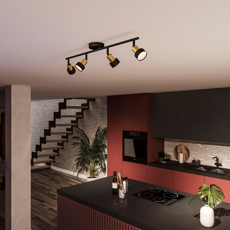 Spot Philips Conduit GU10 4×5W 694×134mm schwarz/Messing