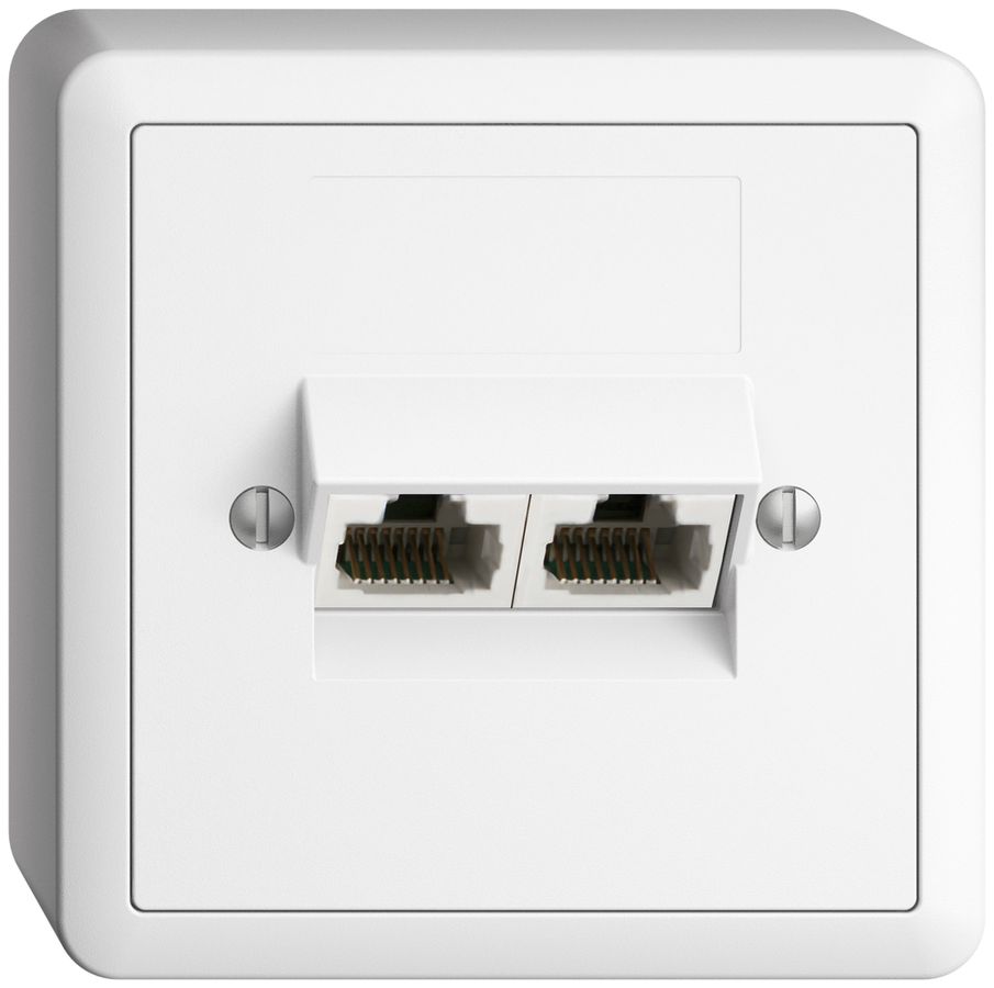 Prise AP 2×RJ45/u 4P sép.EDIZIOdue blanc ITplus