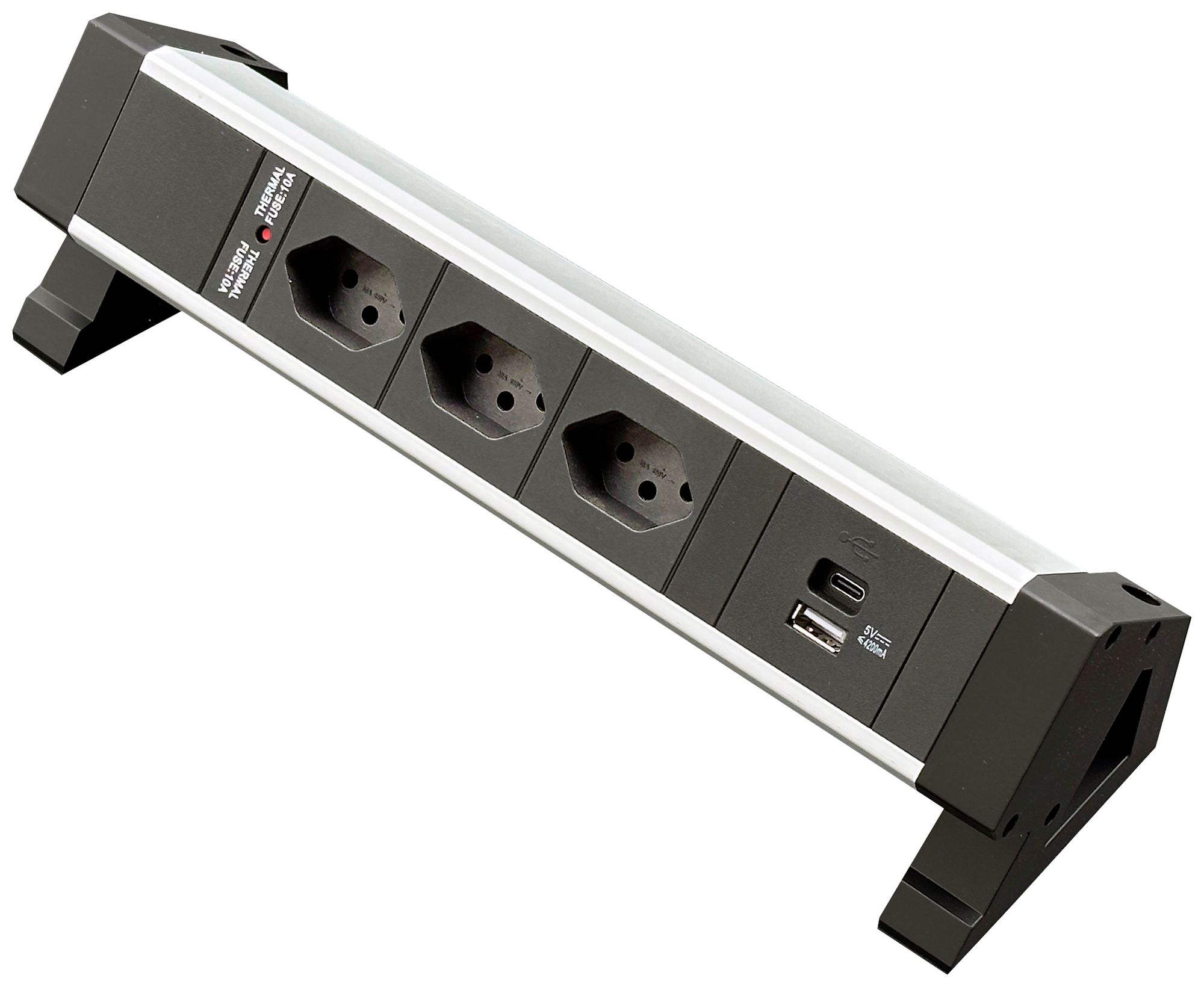 Prise multiple de table Desk-Mountain 3×T13/1×USB-A/1×USB-C 3m T12 F=10A