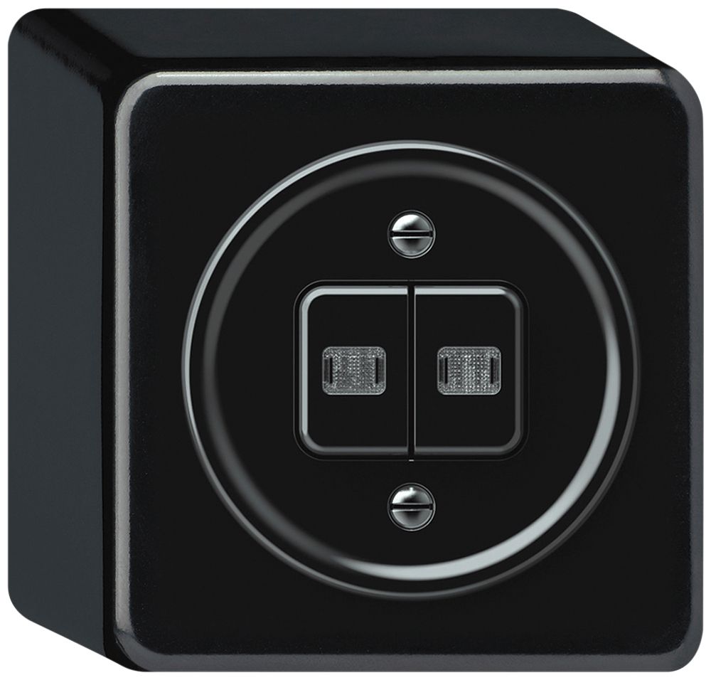 AP-Leuchtdrucktaster origin 2×Tasten 2×bel.2CO 1P 0<1 10A 230V 88×88×54mm sz