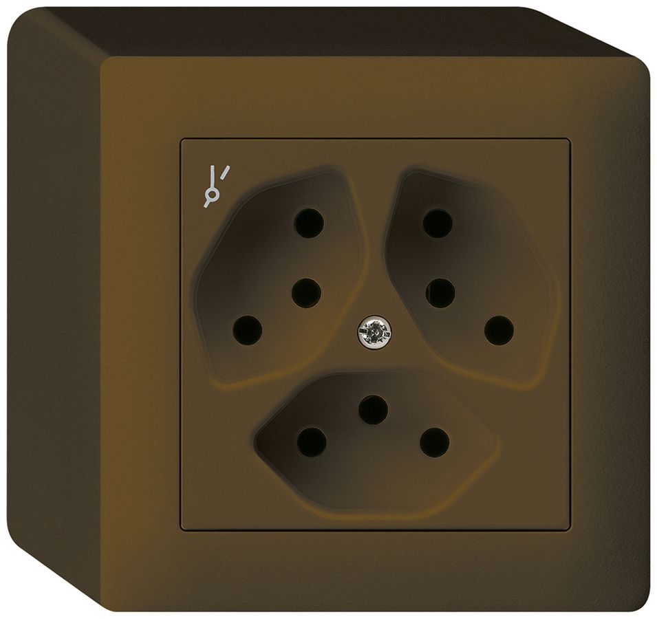 AP-Steckdose kallysto 3×T13/1S braun