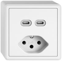 AP-USB-Ladesteckdose EDIZIO.liv SNAPFIX® USB C+C/T13 3A 230VAC ws