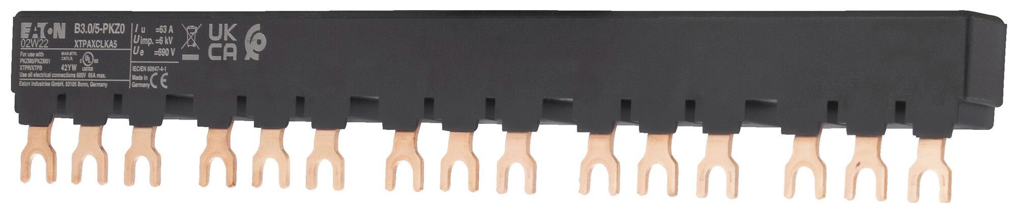 Kammschiene Eaton B3.0/5-PKZ0 Gabel 63A 225mm schwarz