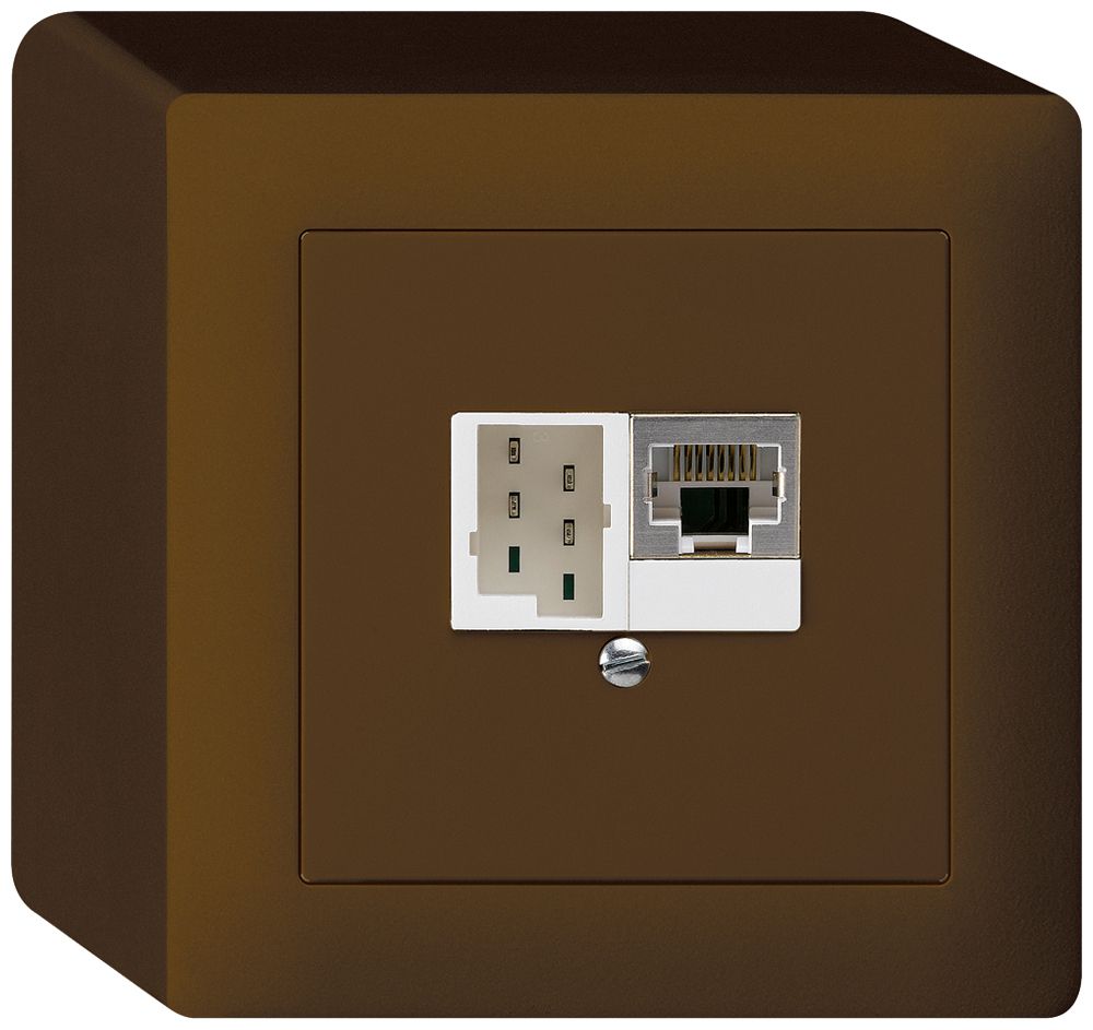 Boîte AP kallysto 1×RJ45s+1×TT83 brun