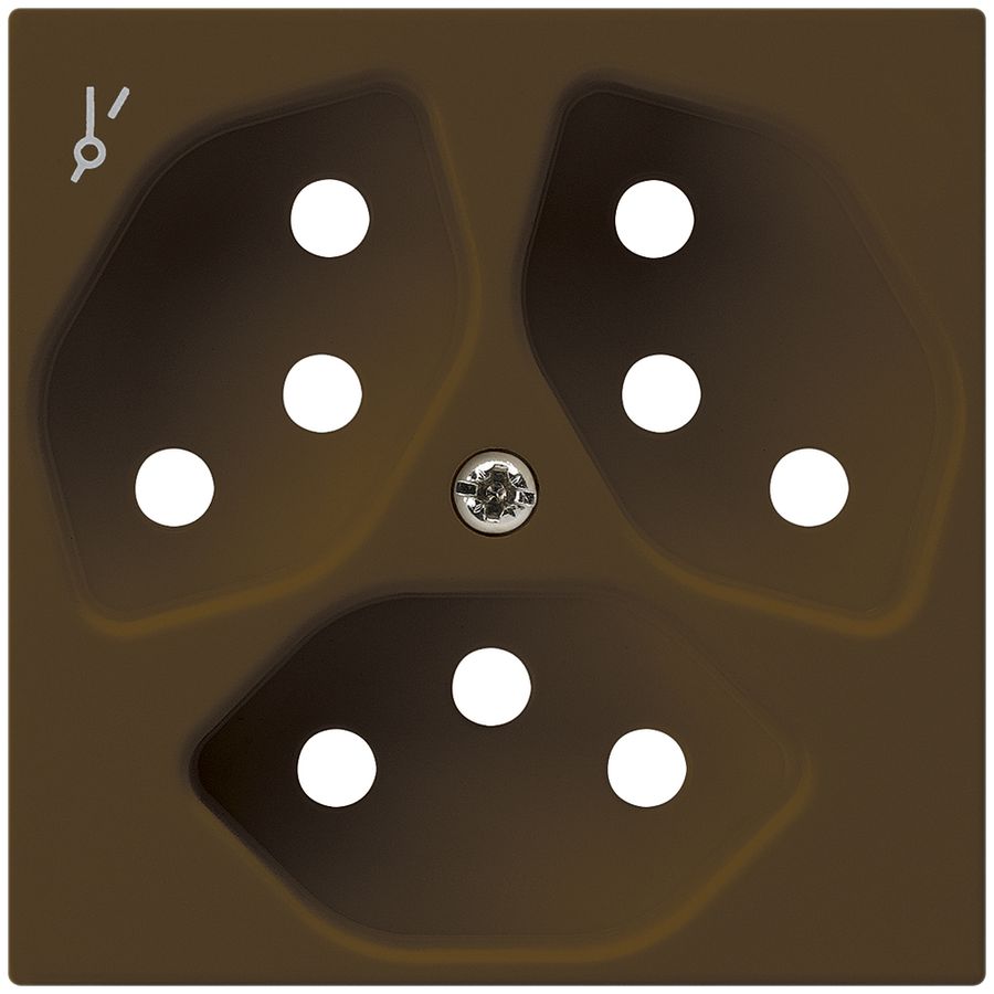 Plaque frontale kallysto 3×T13/1 60×60mm brun pour prise 3×T13/1