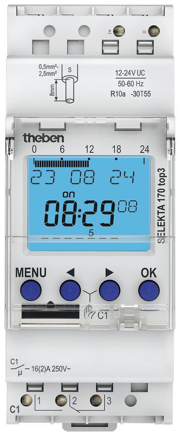 Timer digitale AMD Theben SELEKTA 170 top3 12…24V 16A prog.settimanale 1-canale